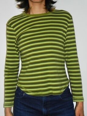 Green Multicolored Striped Long Sleeve (Talbots)